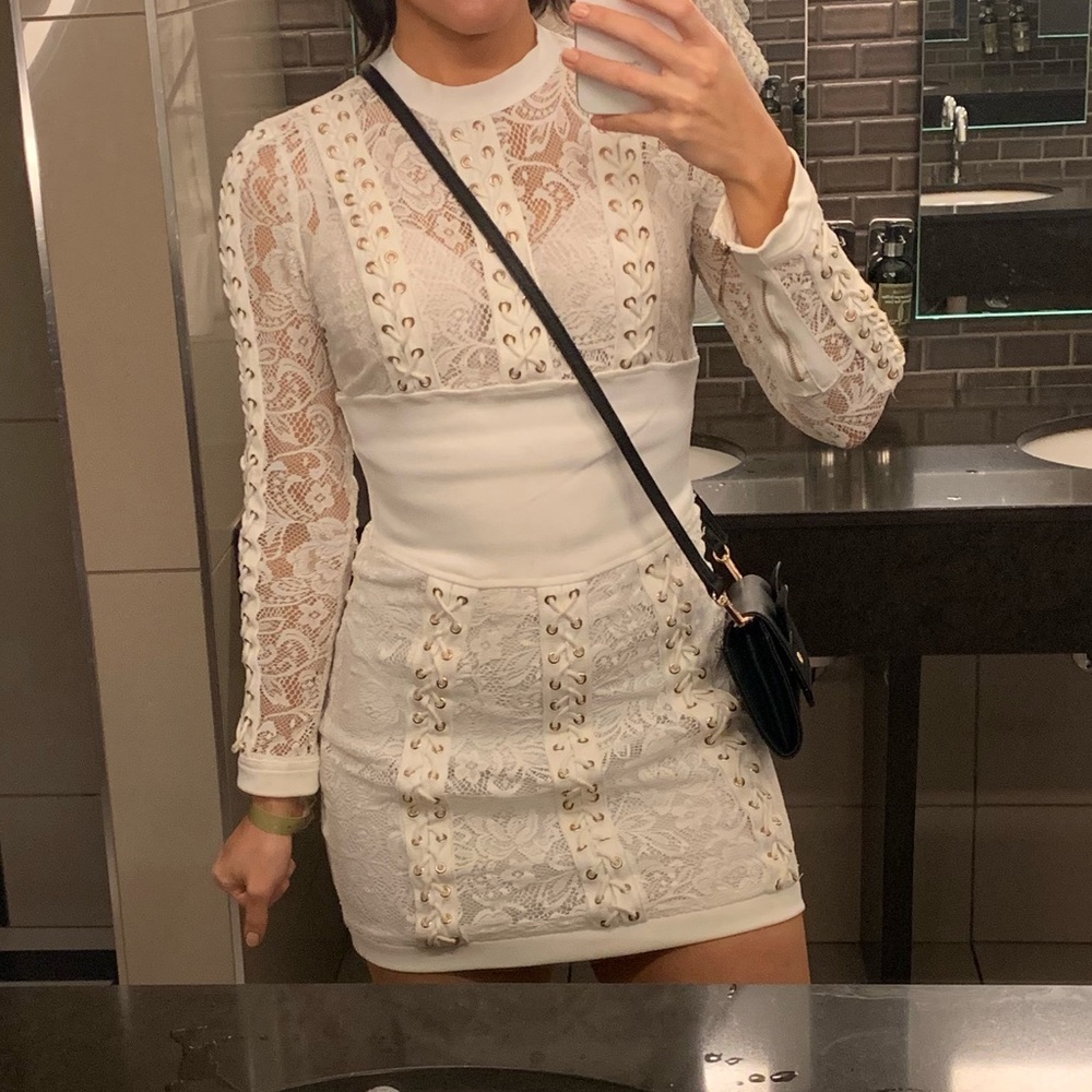 AKIRA White Rivet Dress